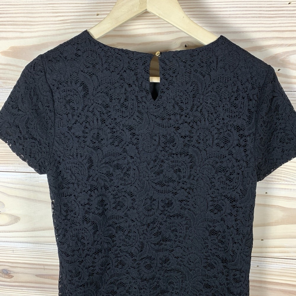 CeCe by Cynthia Steffe Dress 4 Black Lace Overlay A Line Scallops Y2K Glam Fairy - Picture 8 of 9